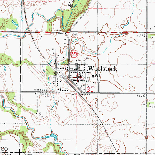 Topographic Map of Woolstock Post Office, IA