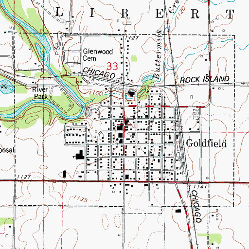 Topographic Map of Goldfield Post Office, IA