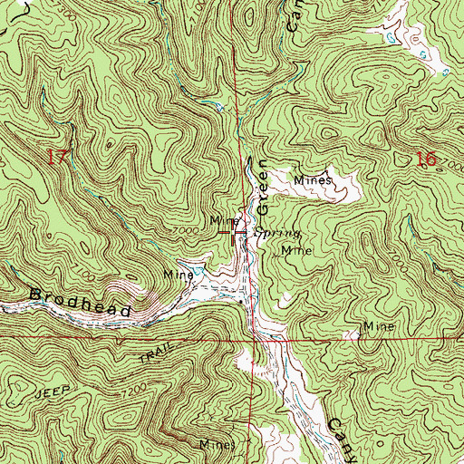 Topographic Map of Spring Mine, CO