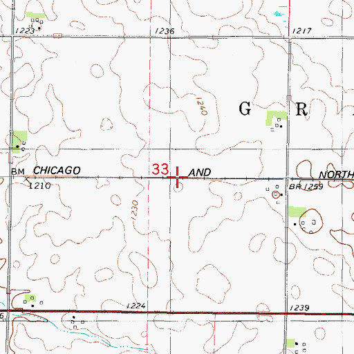 Topographic Map of Prairie Smoke Wildlife Area - West Unit, IA