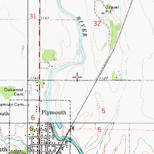 Topographic Map of Plymouth Pits Wildlife Area, IA