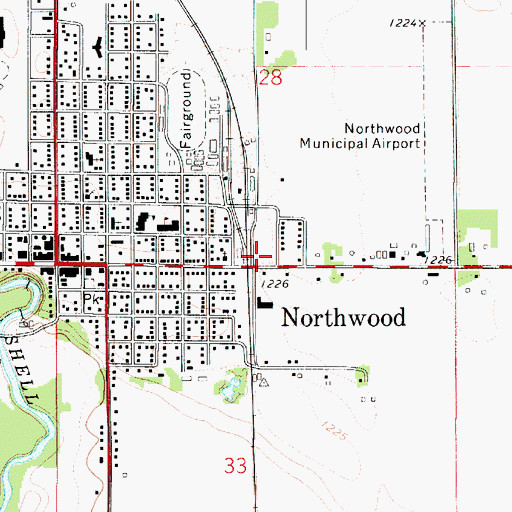 Topographic Map of Northwood, IA