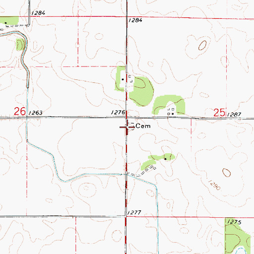 Topographic Map of South Silver Lake Cemetery, IA