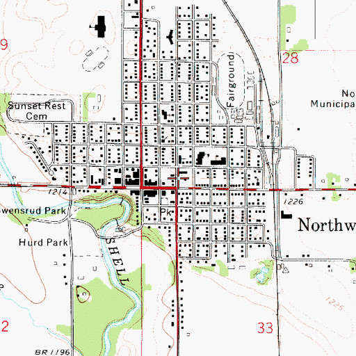 Topographic Map of Northwood Police Department, IA