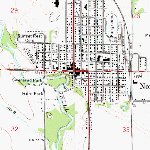 Topographic Map of Northwood Post Office, IA