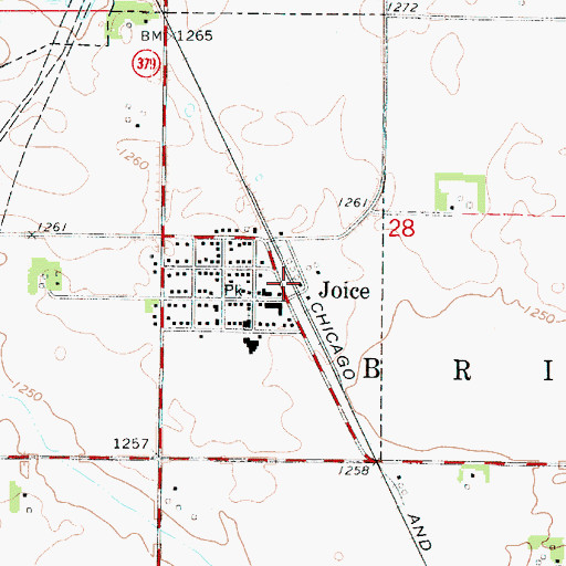 Topographic Map of Joice, IA