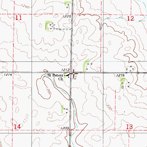 Topographic Map of Saint Peters Evangelical Cemetery, IA