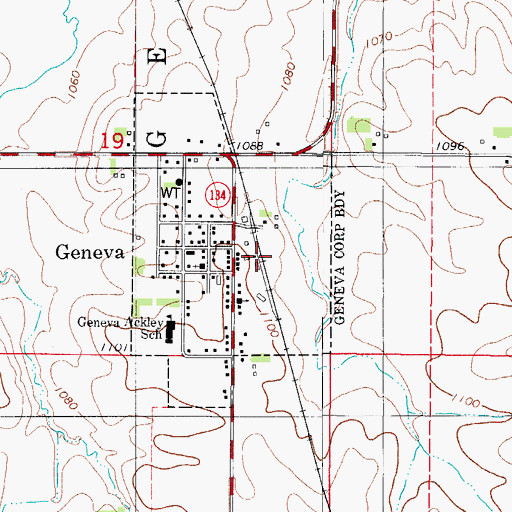 Topographic Map of Geneva, IA