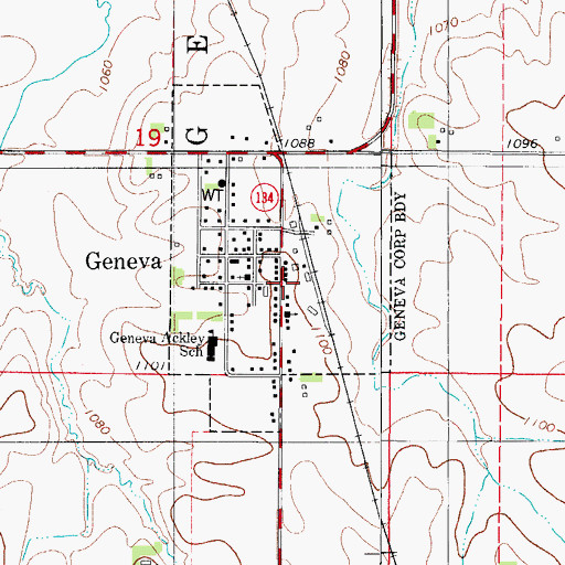 Topographic Map of Geneva United Methodist Church, IA