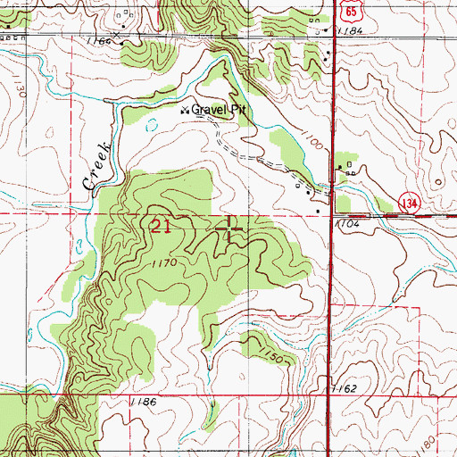 Topographic Map of Maynes Grove, IA