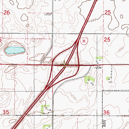 Topographic Map of Interchange 165, IA