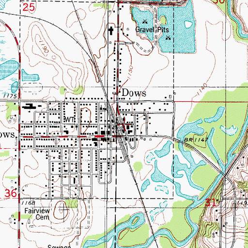 Topographic Map of Farmers Co-op Company Elevator, IA