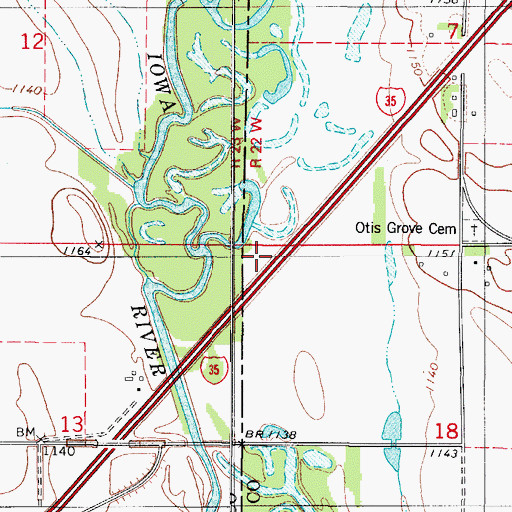 Topographic Map of Whitetail Flats Wildlife Management Area, IA