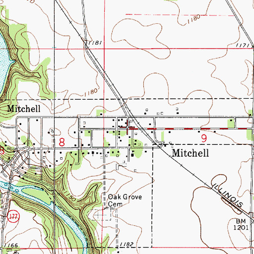 Topographic Map of Mitchell Post Office (historical), IA