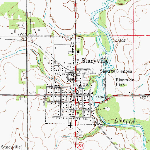 Topographic Map of Stacyville Cooperative Company Elevator, IA