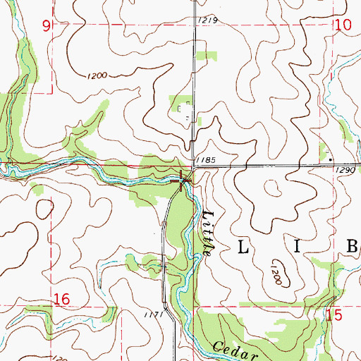 Topographic Map of Little Cedar River Bridge, IA