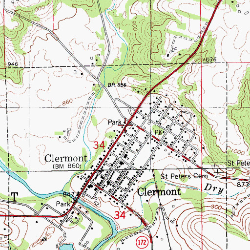 Topographic Map of Clermont Park, IA