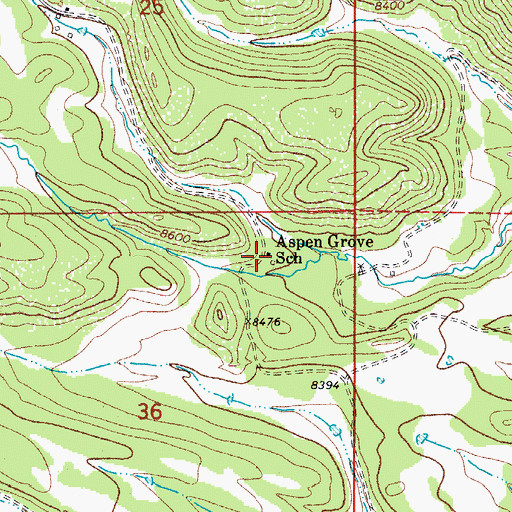 Topographic Map of Aspen Grove School, CO