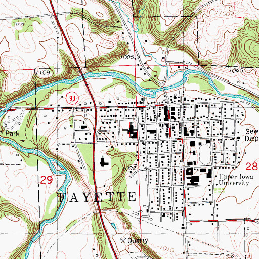 Topographic Map of North Fayette Middle School, IA
