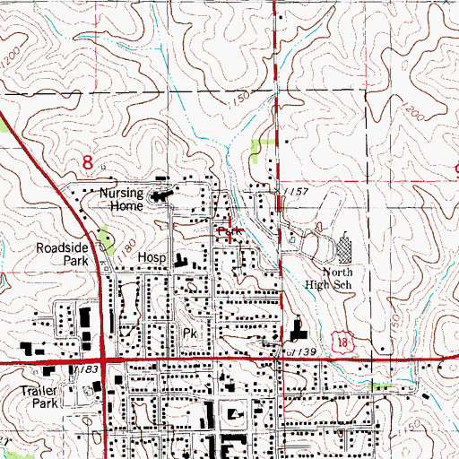 Topographic Map of Rotary Park, IA