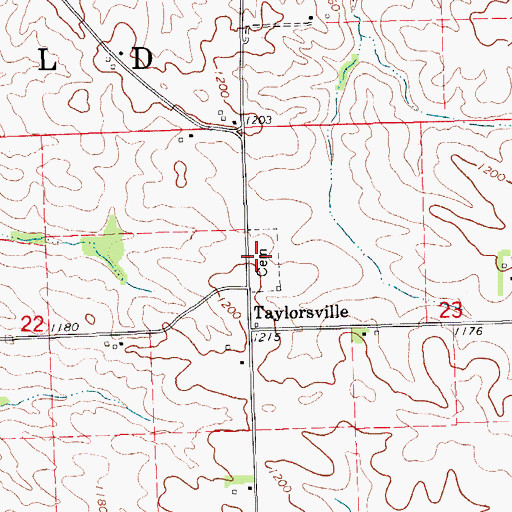 Topographic Map of Taylorville Cemetery, IA