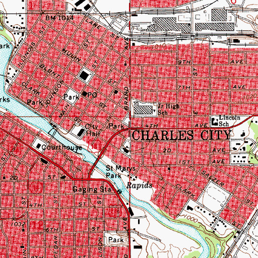 Topographic Map of Carrie Lane Chapman Catt Home, IA