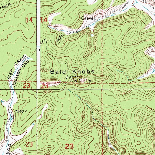 Topographic Map of Bald Knobs, CO
