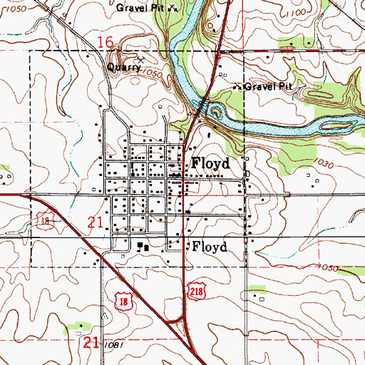 Topographic Map of Floyd City Hall, IA