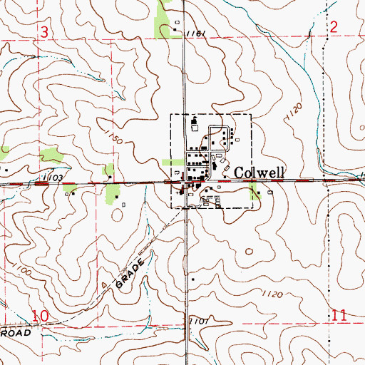 Topographic Map of Colwell Cooperative Elevator, IA
