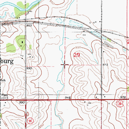 Topographic Map of Behrends Cemetery, IA