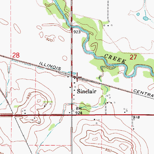 Topographic Map of Sinclair, IA