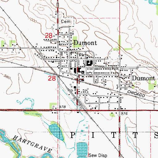 Topographic Map of Dumont, IA