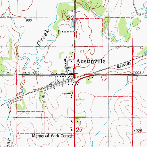 Topographic Map of Austinville Elevator, IA