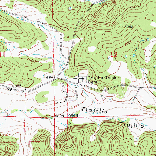 Topographic Map of Trujillo Creek Cemetery, CO