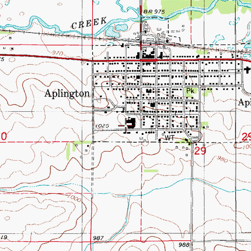 Topographic Map of Aplington Elementary School, IA