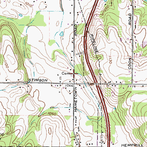 Topographic Map of Stimson Cemetery, OH