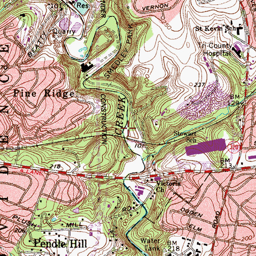 Topographic Map of Pine Ridge Run, PA