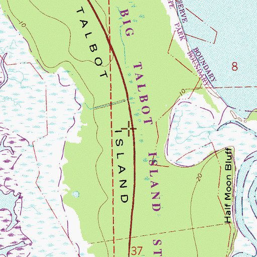 Topographic Map of Big Talbot Island State Park, FL