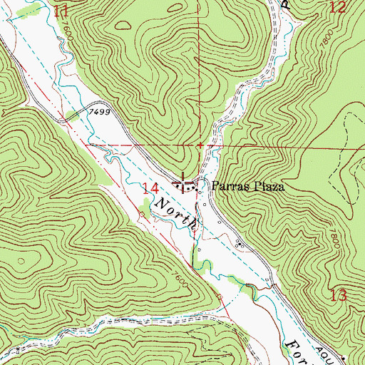 Topographic Map of Parras Plaza, CO