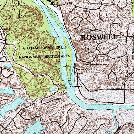 Topographic Map of Island Bar Shoals, GA