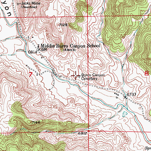 Topographic Map of Burro Canyon Cemetery, CO