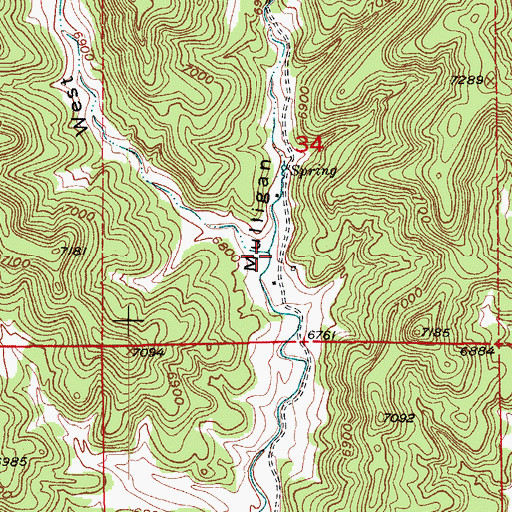 Topographic Map of West Mulligan Canyon, CO