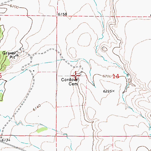 Topographic Map of Cordova Cemetery, CO