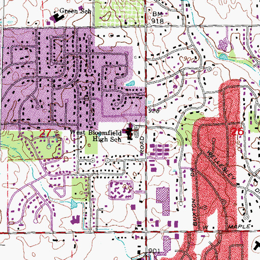 Topographic Map of Orchard Lake Middle School, MI