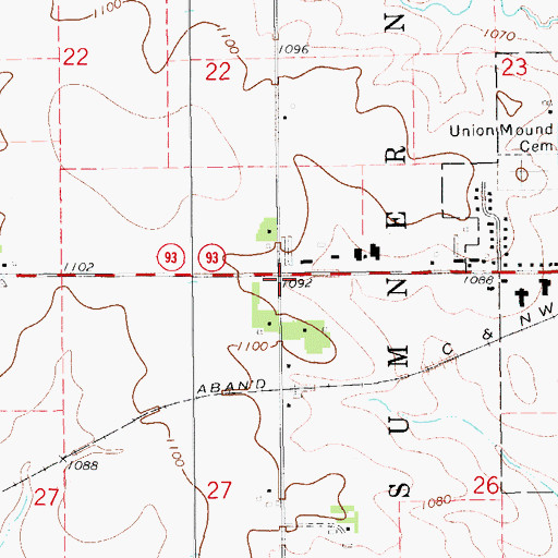 Topographic Map of Fredericksburg Farmers Cooperative Elevator, IA