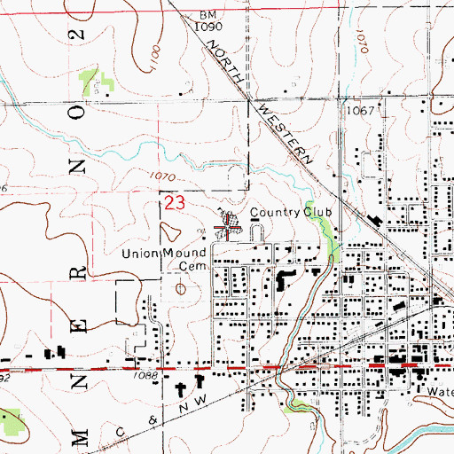 Topographic Map of Sumner - Fredericksburg High School, IA