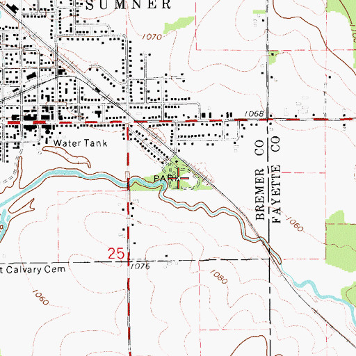 Topographic Map of Sumner City Park, IA