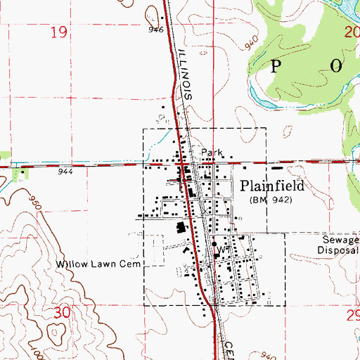 Topographic Map of Plainfield City Hall, IA