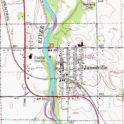 Topographic Map of Janesville Fire Station, IA