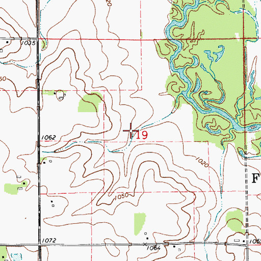 Topographic Map of Walling Cemetery (historical), IA